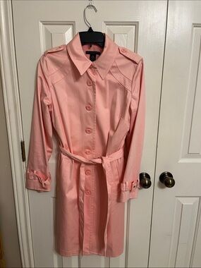Apostrophe Peach-Pink Stretch Trench Coat